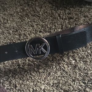 MK Black Leather Belt